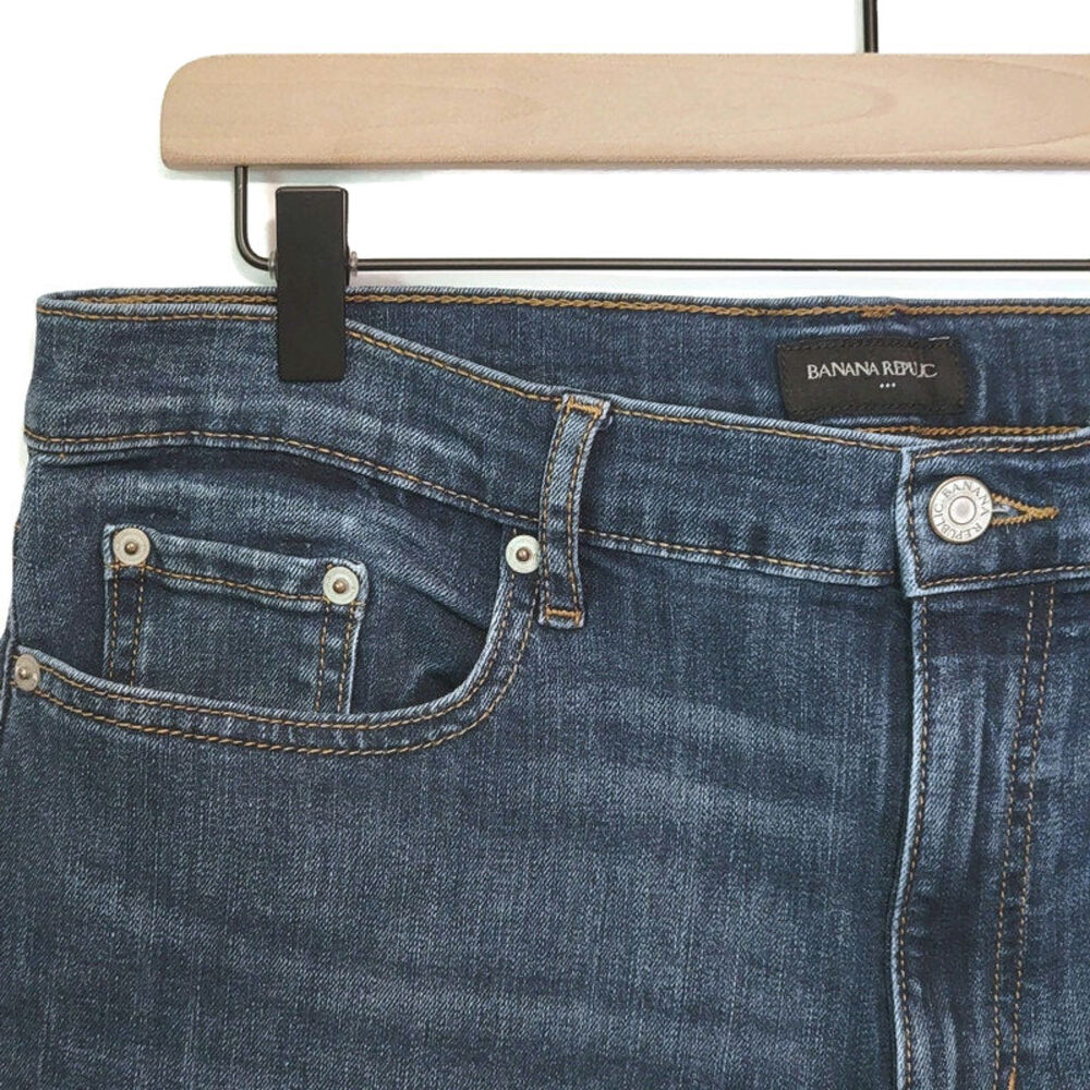 Banana Republic Flare Crop High Rise Medium Wash Blue Classic Denim Jean Size 31 - Picture 4 of 13